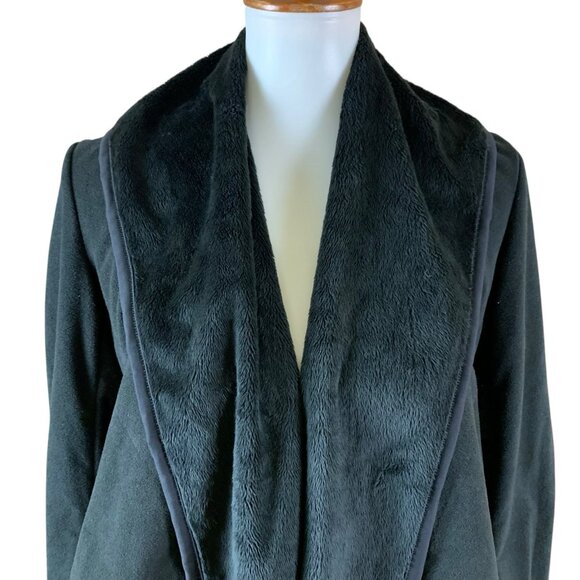 Lululemon Presence Of Mind Black Fleece Wrap Jacket Open Front Waterfall Cozy 4 - Picture 2 of 5